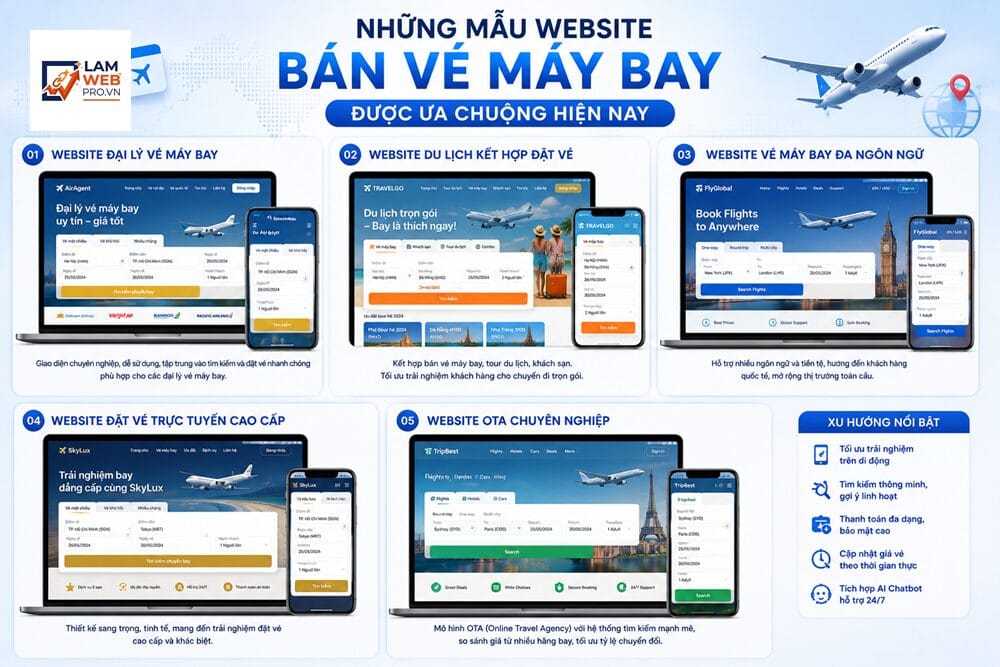 Những Mẫu Website Bán Vé Máy Bay Được Ưa Chuộng Hiện Nay