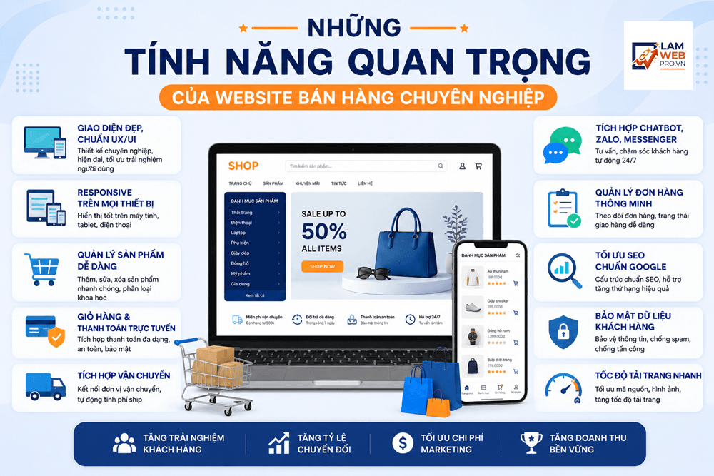 Những Tính Năng Quan Trọng Của Website Bán Hàng Chuyên Nghiệp