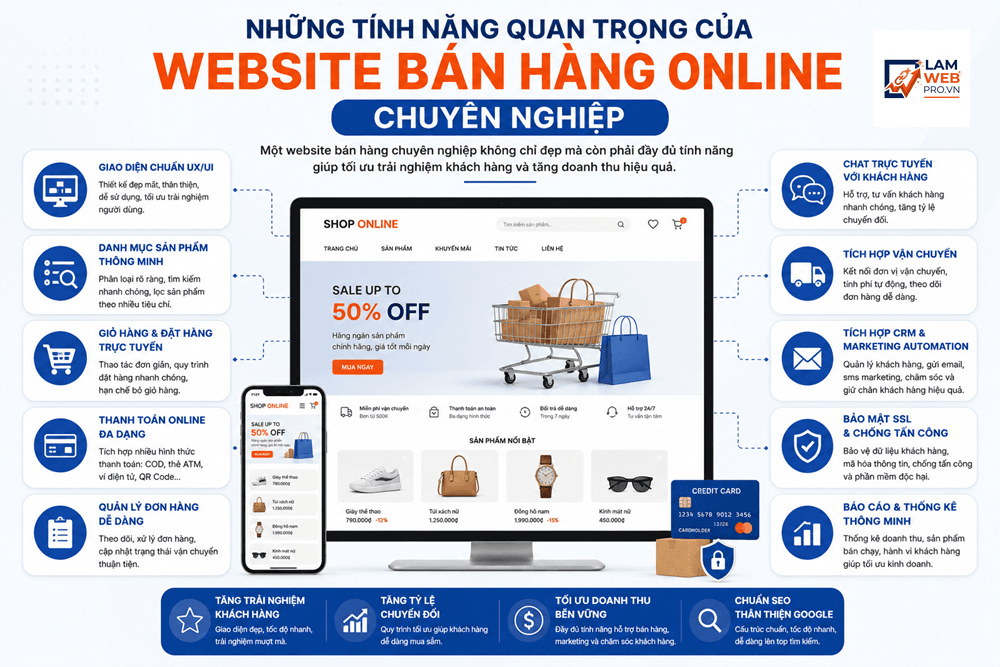Những Tính Năng Quan Trọng Của Website Bán Hàng Online Chuyên Nghiệp