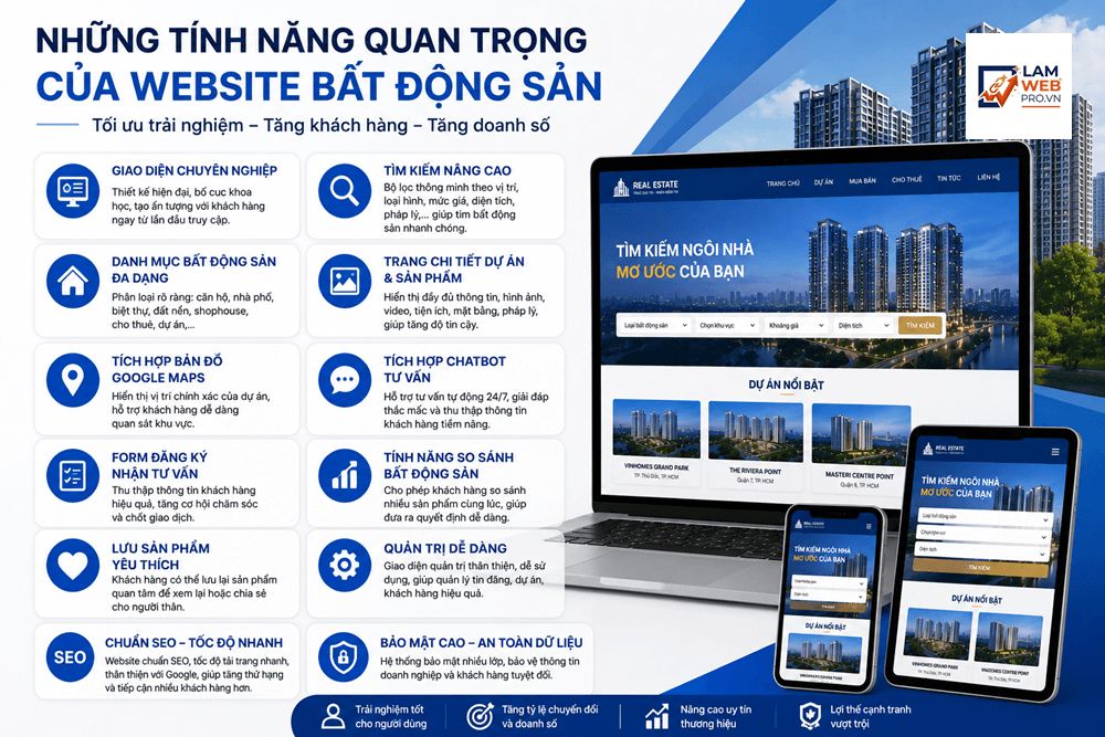 Những Tính Năng Quan Trọng Của Website Bất Động Sản