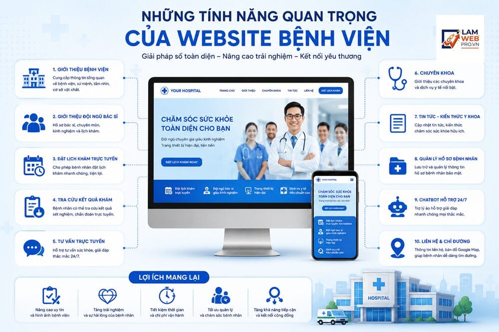 Những Tính Năng Quan Trọng Của Website Bệnh Viện