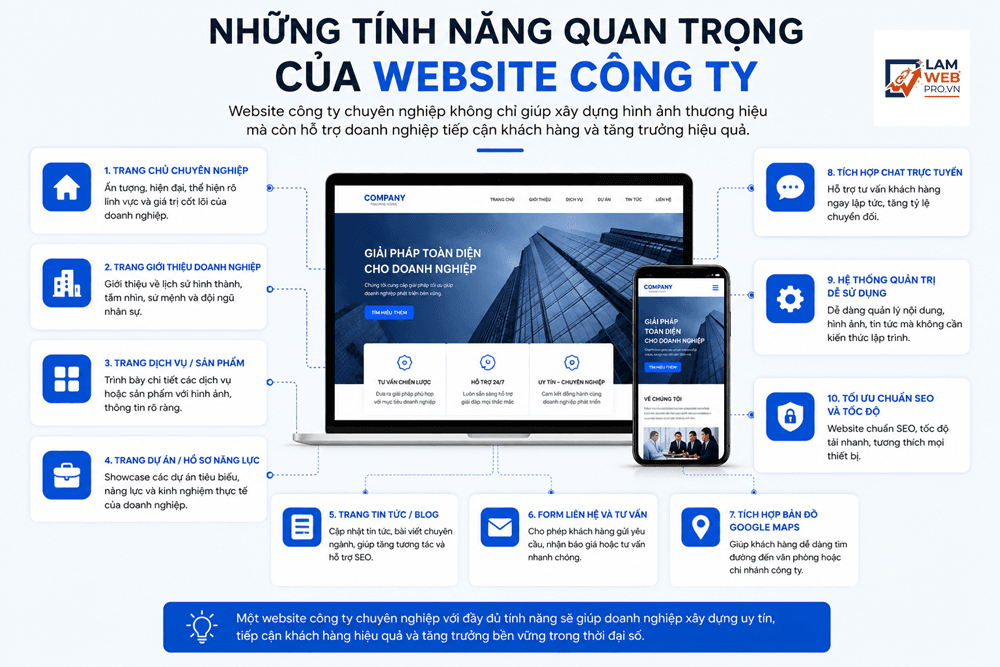 Những Tính Năng Quan Trọng Của Website Công Ty