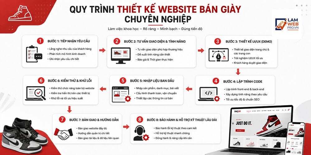 Quy Trình Thiết Kế Website Bán Giày Chuyên Nghiệp