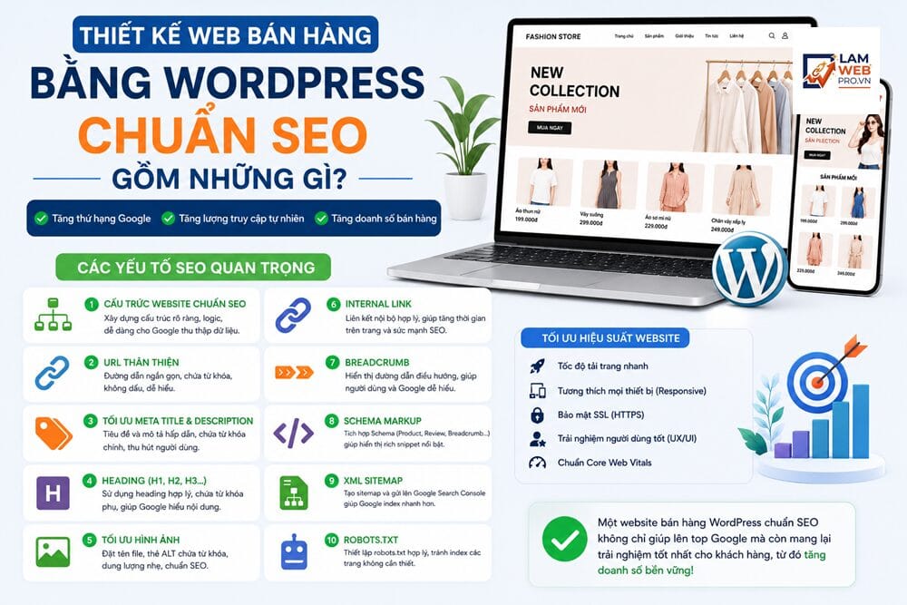 Thiết Kế Web Bán Hàng Bằng WordPress Chuẩn SEO Gồm Những Gì