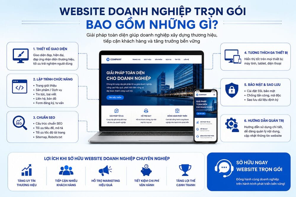 Website Doanh Nghiệp Trọn Gói Bao Gồm Những Gì