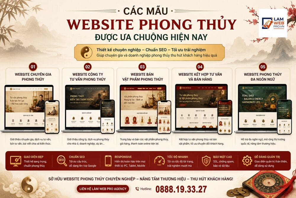Các Mẫu Website Phong Thủy Được Ưa Chuộng Hiện Nay
