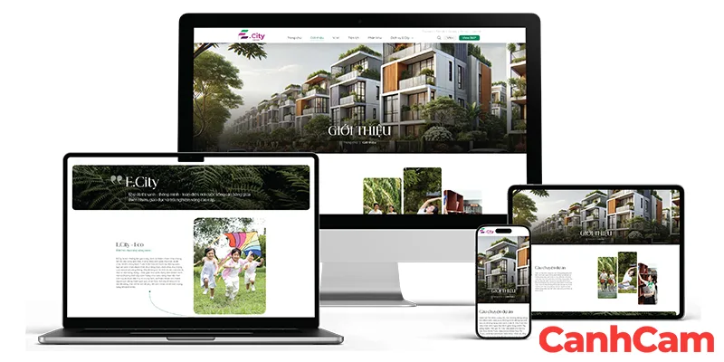 Website bất động sản E.City do Làm Web PRO Agency thiết kế