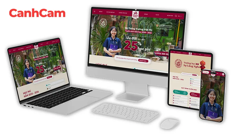 website Việt Mỹ Schools thiết kế bởi Làm Web PRO Agency