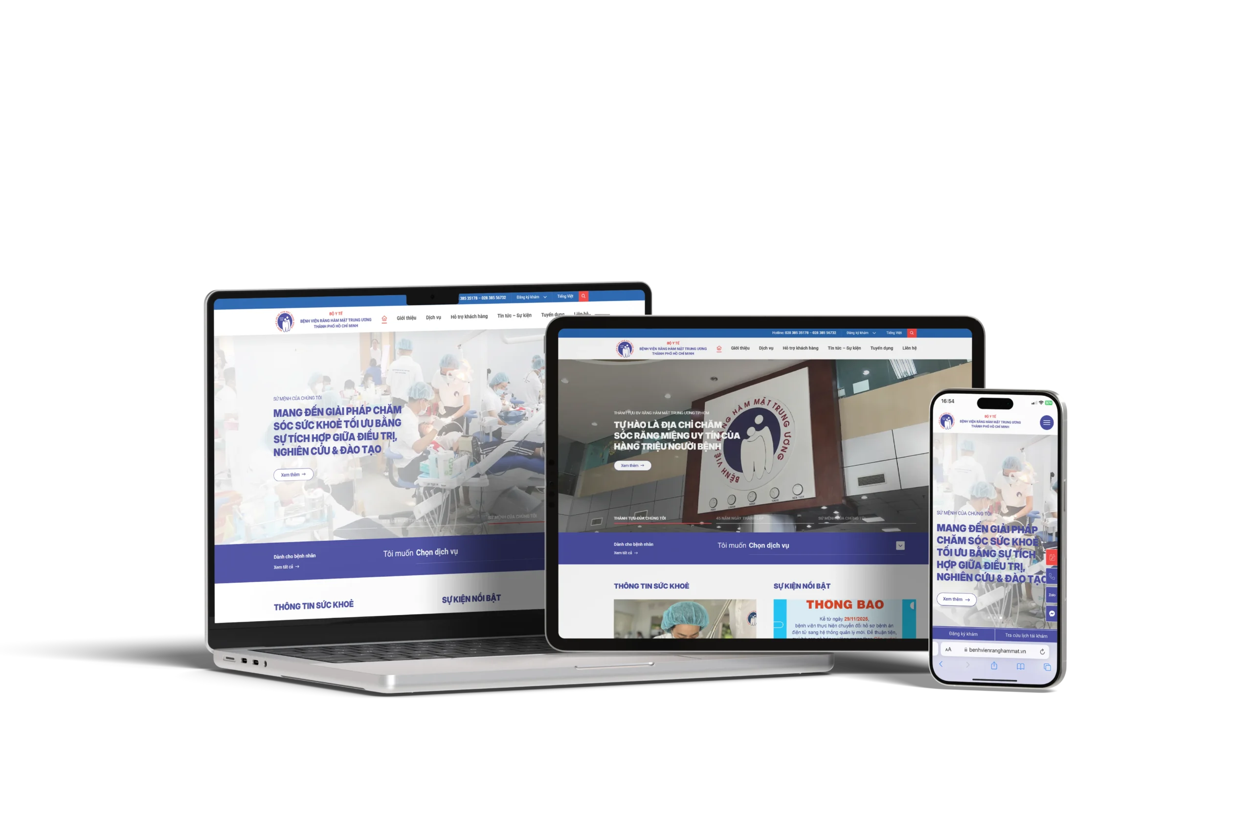 mẫu website nha khoa Bệnh viện Răng Hàm Mặt Trung ương TP Hồ Chí Minh mà Làm Web PRO Agency đã thiết kế