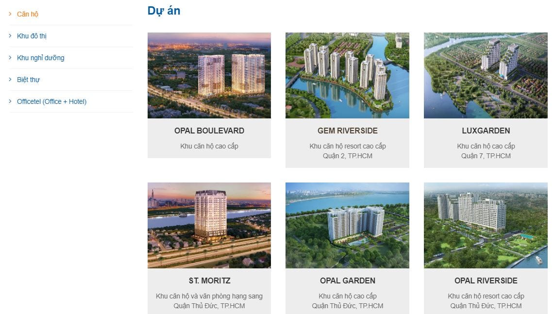 Trang thông tin dự án bất động sản chuyên nghiệp