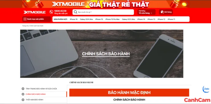 thiết kế website bán điện thoại phải có chính sách bảo hành cho khách hàng