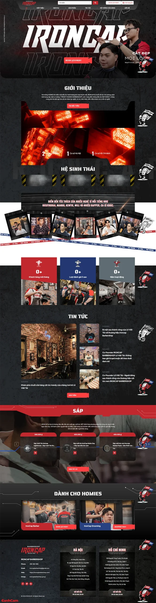 Thiết kế website barber shop của IronCap theo phong cách cổ điển, đậm chất đường phố