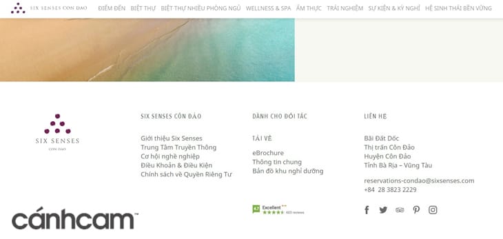 Thiết kế website khách sạn phải cần có thông tin liên hệ ở chân trang